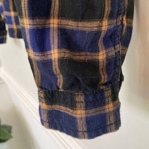 We The Free People Cotton Plaid Button‎ Down Flannel Western Shirt Blue XS - Picture 9 of 12